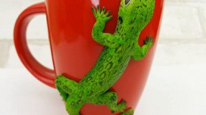 Reptile Decor Lizard Coffee Mug Matte Realistic Sculpture Polymer clay Reptile Handmade for Lizard