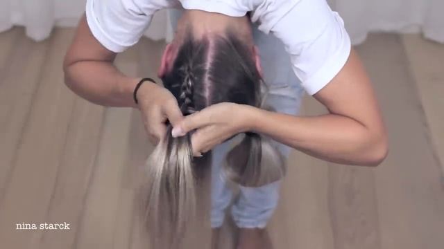 Space Buns - Double Bun - Upside down Dutch Braid into Messy Buns - DIY tutorial! смотреть онлайн