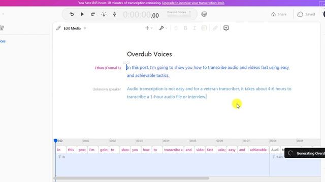 How to Convert Text to Speech Using Descript's Overdub Stock Voices