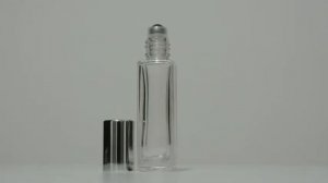 Roll-On Tall Square 1/4 oz (7.5ml) Clear Glass Bottle (Stainless Steel Rollers)