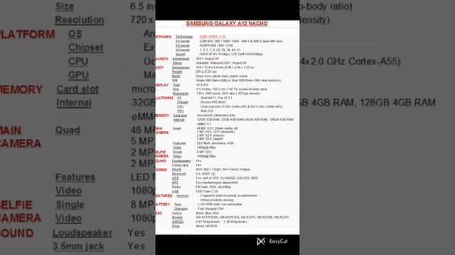 SAMSUNG GALAXY A12 NACHO