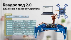 Квадропод 2.0 — Движение + Развороты Робота