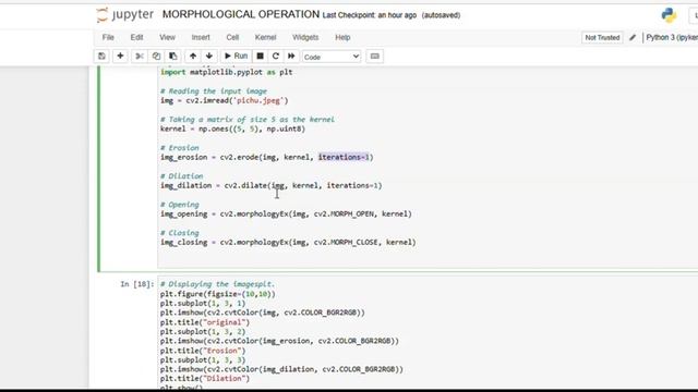 MORPHOLOGICAL OPERATION  in Image processing using OpenCV in Python
