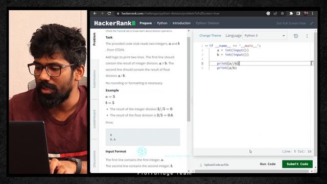 HackerRank Episode 5 - Python Division Challenge Scripting