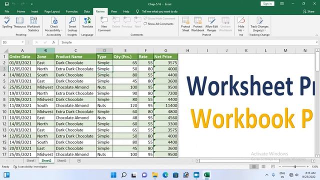 Worksheet & Workbook protection (cell range protection) in excel  #exceltutorialforbeginners