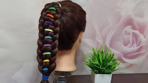 МК Коса с разноцветными резиночками.
