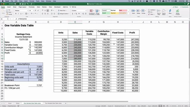 Excel Data Table: What-if Analysis with Multiple Variables