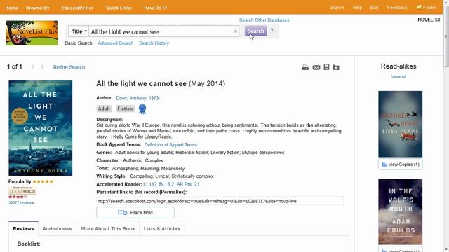 NoveList: Using Basic Search смотреть онлайн