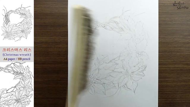Christmas wreath drawing | 크리스마스 리스 그리기 | Botanical Art смотреть онлайн