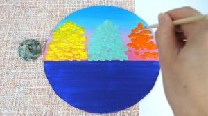 Пейзажная акриловая живопись на холсте для начинающих Лесной пейзаж