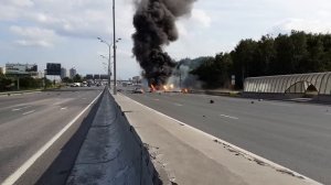 Взрыв газели с балонами на МКАДе