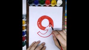 Рисуем фломастерами и раскрашиваем красками цифру 9.