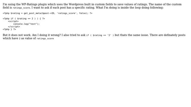Wordpress: value of metadata is null wrong use of if statement