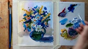 Букет с ромашками / рисуем просто