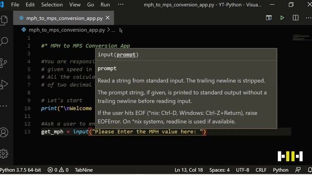 Python Programming | MPH to MPS Conversion App | Beginners Python Projects | Python Tutorials