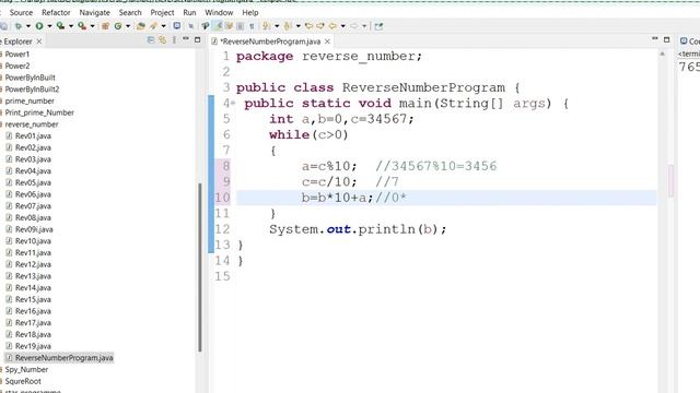Java logical Program : Reverse Number of Any Number