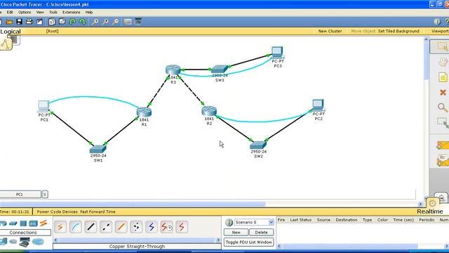 Курс Cisco, Routing And Switching. Шаг 4 Статическая маршрутизация через промежуточный маршрутизато