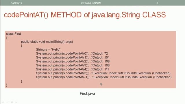 String API in Java | #38 | codePointAt() Method of String, StringBuffer and StringBuilder Classes
