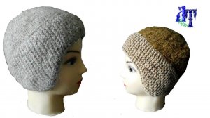 Вязание спицами. Универсальная шапочка с двойными ушками #вязаниеспицами