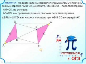 ОГЭ-24. Признак параллелограмма