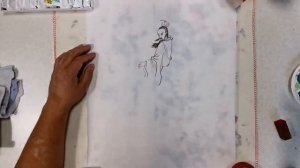 Китайская традиционная китайская живопись в жанре "гунби". Даосский бог Люй Дунбинь