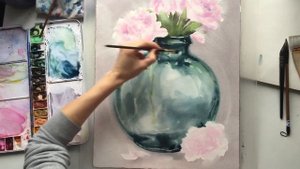 Рисуем пионы акварелью