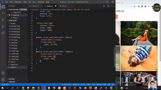 Portfolio Filter Gallery with CSS & Vanilla JavaScript | Source Code Given