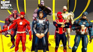 СПУСК БЕЗ ТОРМОЗОВ ЗА СУПЕРГЕРОЕВ И ЗЛОДЕЕВ С ОГРОМНОЙ РАМПЫ В ГТА 5 МОДЫ! ОБЗОР МОДА в GTA 5 ВИДЕО