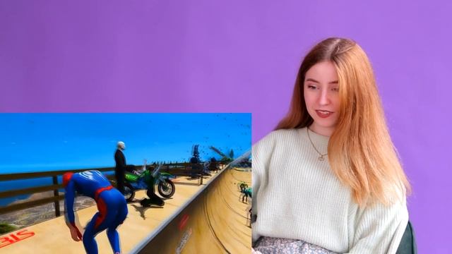 React to - Continuation next Epic challenge jump Ramp Mount Chiliad Spiderman BMW Cars GTA V смотреть онлайн