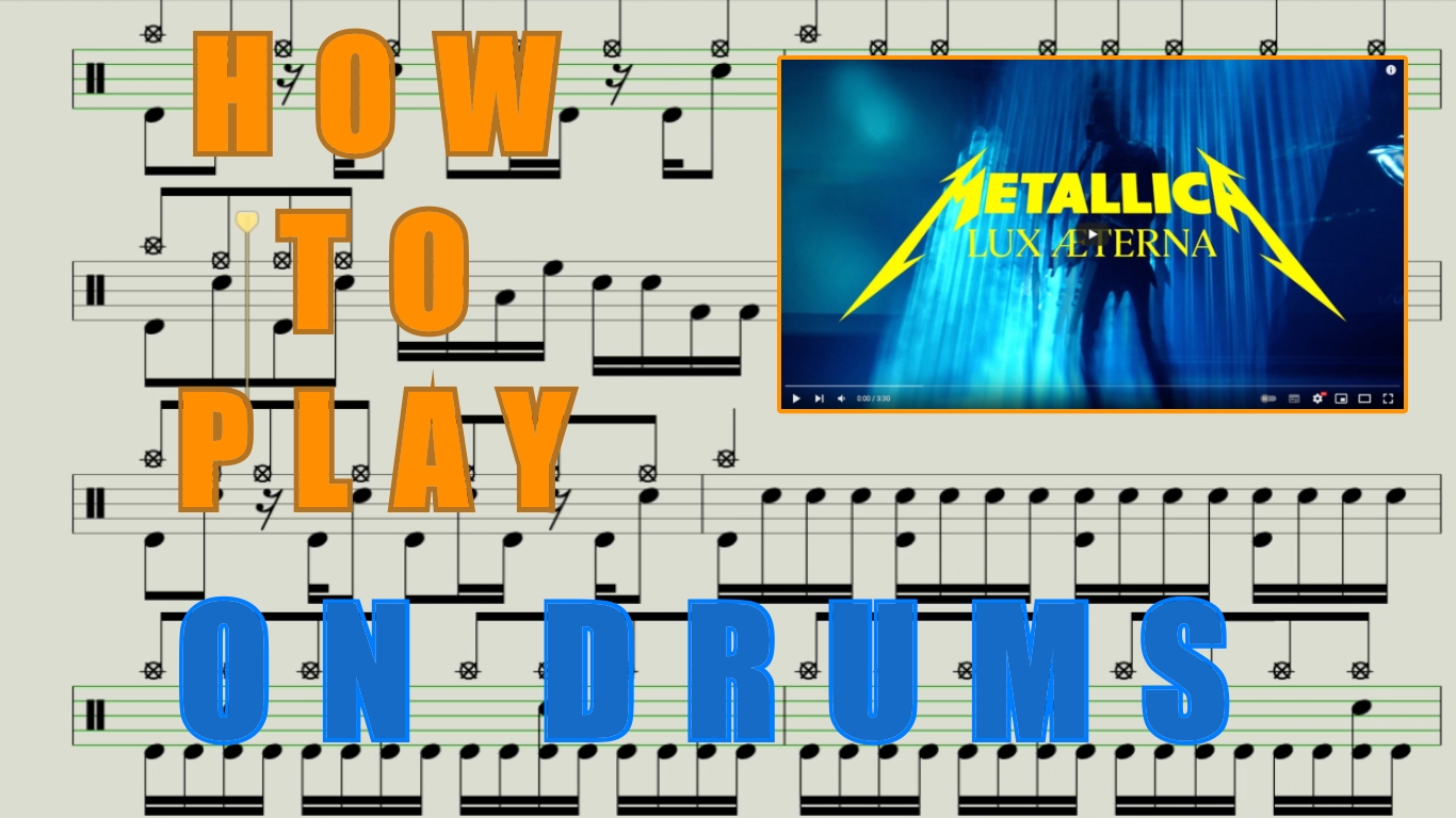 Как играть Lux Aeterna группы Metallica на барабанах (PDF, Minus Drums, Click).