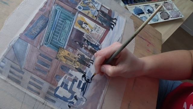 Кинематограф в 20-е годы ХХ века. Watercolor speed-paint.