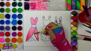 Draw Color and Paint 3 Pretty Dress Coloring Page for Kids to Learn how to paint