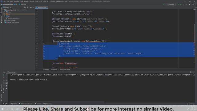 #7 JTextArea and addActionListener Java Swing with GUI Software development tutorial 2021.