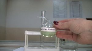 Качественная реакция ионов аммония с реактивом Несслера (K2[HgI4] + KOH)