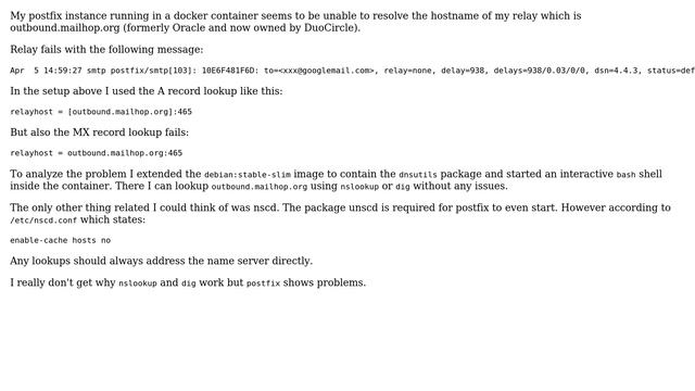 postfix in docker cannot resolve hostname of relay host смотреть онлайн