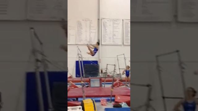 Lauren Miller training part of bar routine