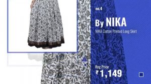 Top 10 Nika Skirts [2018]: NIKA Chanderi Art Silk Hand Block Printed Long Skirt