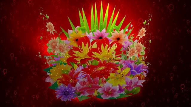 Шикарный футаж: ЦВЕТОЧНАЯ КОМПОЗИЦИЯ на тёмно-красном фоне с эффектом контура воздушных шариков смотреть онлайн