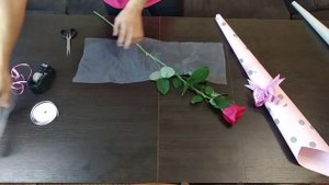 Как упаковать одну розу. Букет. Флористика.