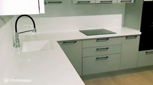 Угловая столешница на кухню с монолитной мойкой "Венеция". СНТ "Жаворонки".