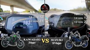2022 Kawasaki Z650 vs Suzuki SV650 | Top Speed | Acceleration | All Stock??