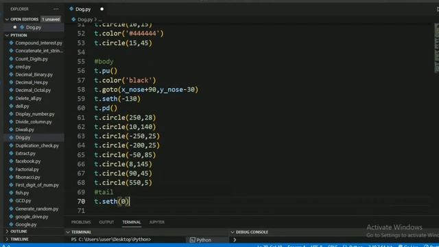 How to Draw Dog?|Full Python Code || Python Turtle