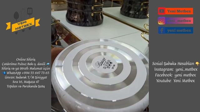 ✔ HER ZOVQE UYGUN, HER EVE LAZIM, FUSUNKAR GORUNUSLU, SUPER KEYFIYYETLI BRIONI QRANIT QAZAN DESTI