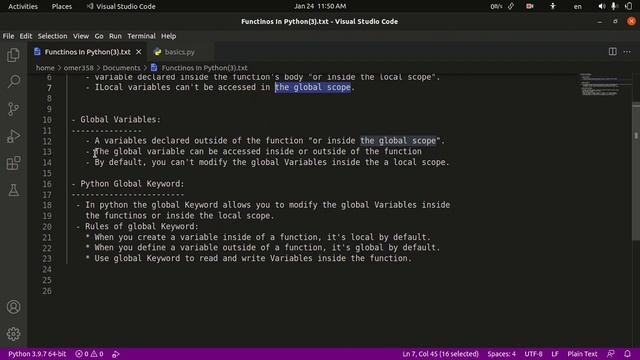 #25 Local & Global Variables In Python