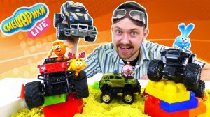 СМЕШАРИКИ и АЛЕКС ГАРАЖ: Гонки на Бигфутах!