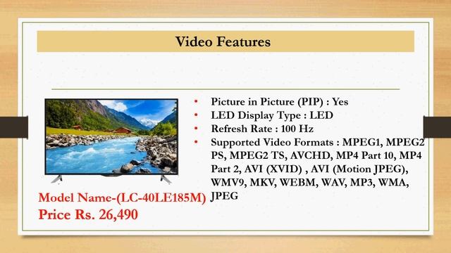 Sharp 101cm (40 inch) Full HD LED TV (LC-40LE185M) смотреть онлайн