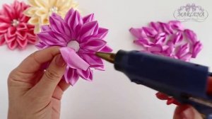 ✿ Цветы из лент. Георгин Канзаши