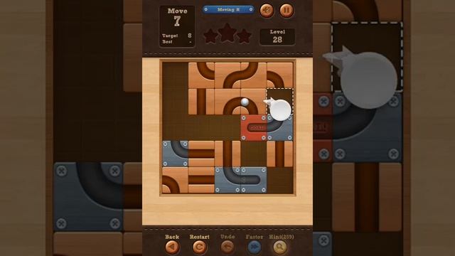 Roll the Ball slide puzzle Moving H Pack Level 28 Solution