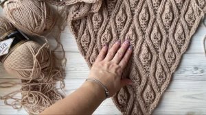 ? МК шаль Листья ажурные  ? вязание спицами ? треугольная шаль