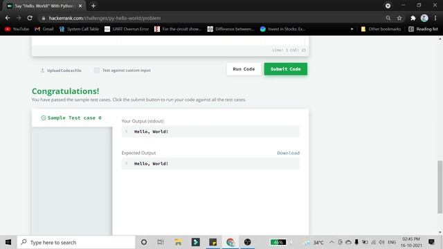 Say "Hello world" with Python Hacker rank Solution